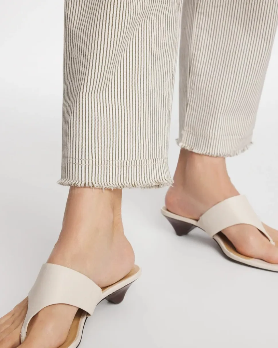 Stripe Girlfriend Straight Ankle Jeans