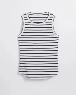Stripe Ribbed High Neck Tank