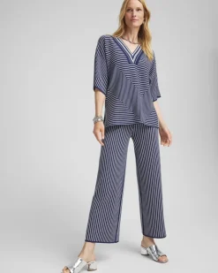 Stripe Wide Leg Sweater Cropped Pants