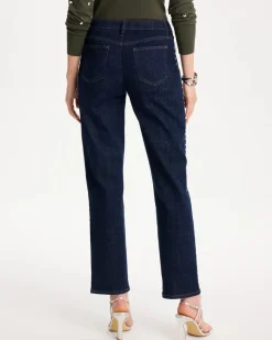 Studded Girlfriend Straight Ankle Jeans