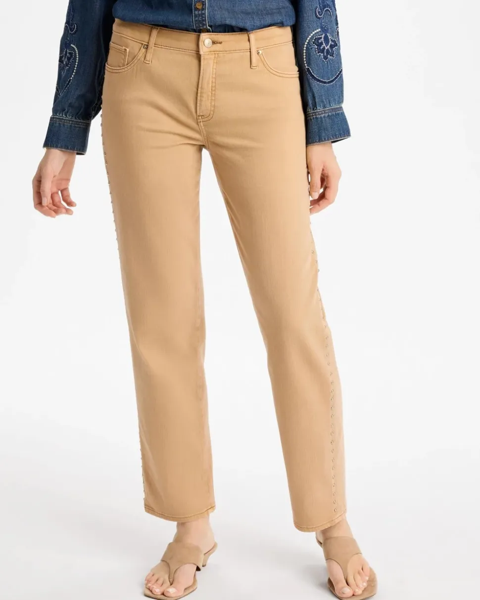 Studded Girlfriend Straight Ankle Jeans
