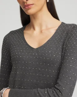 Studded V-Neck Sweater