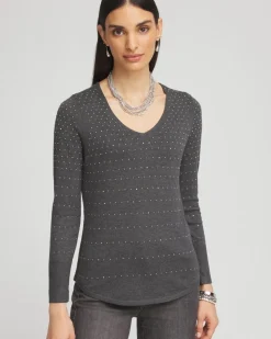 Studded V-Neck Sweater