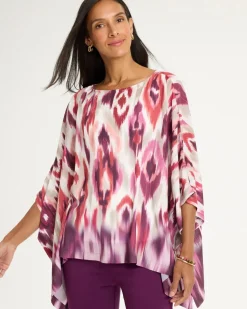Sunset Printed Crepe Poncho