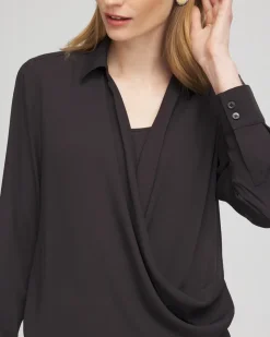 Surplice Bubble Hem Shirt