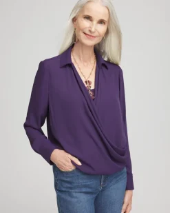 Surplice Bubble Hem Shirt