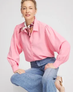 Tencel Blend Dolman-Sleeved Blouse