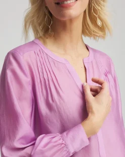 Tencel-Blend Sheer Blouse