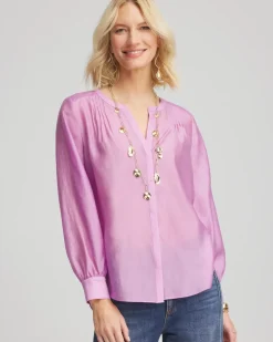 Tencel-Blend Sheer Blouse