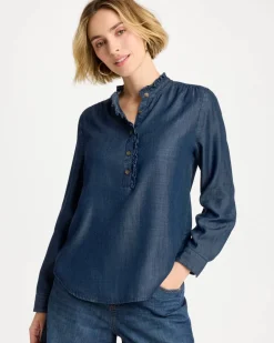 Tencel Denim Ruffled Popover Shirt
