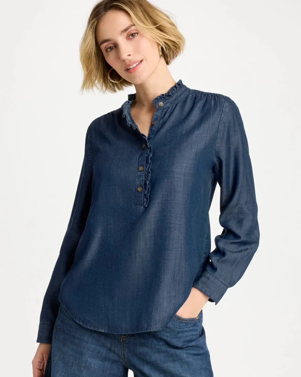Tencel Denim Ruffled Popover Shirt