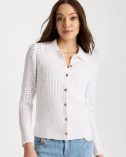 Textured Button-Front Cardigan