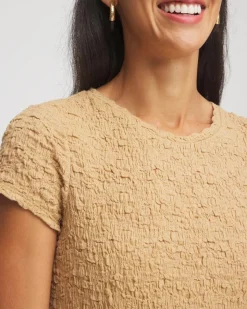 Textured Cap Sleeve Tee