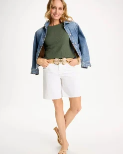 Textured Knit Cap Sleeve Tee