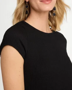 Textured Knit Cap Sleeve Tee