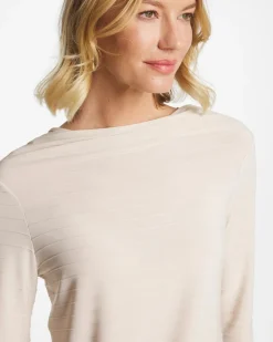 Textured Long Sleeve Cowlneck Tee