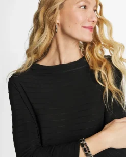Textured Long Sleeve Cowlneck Tee