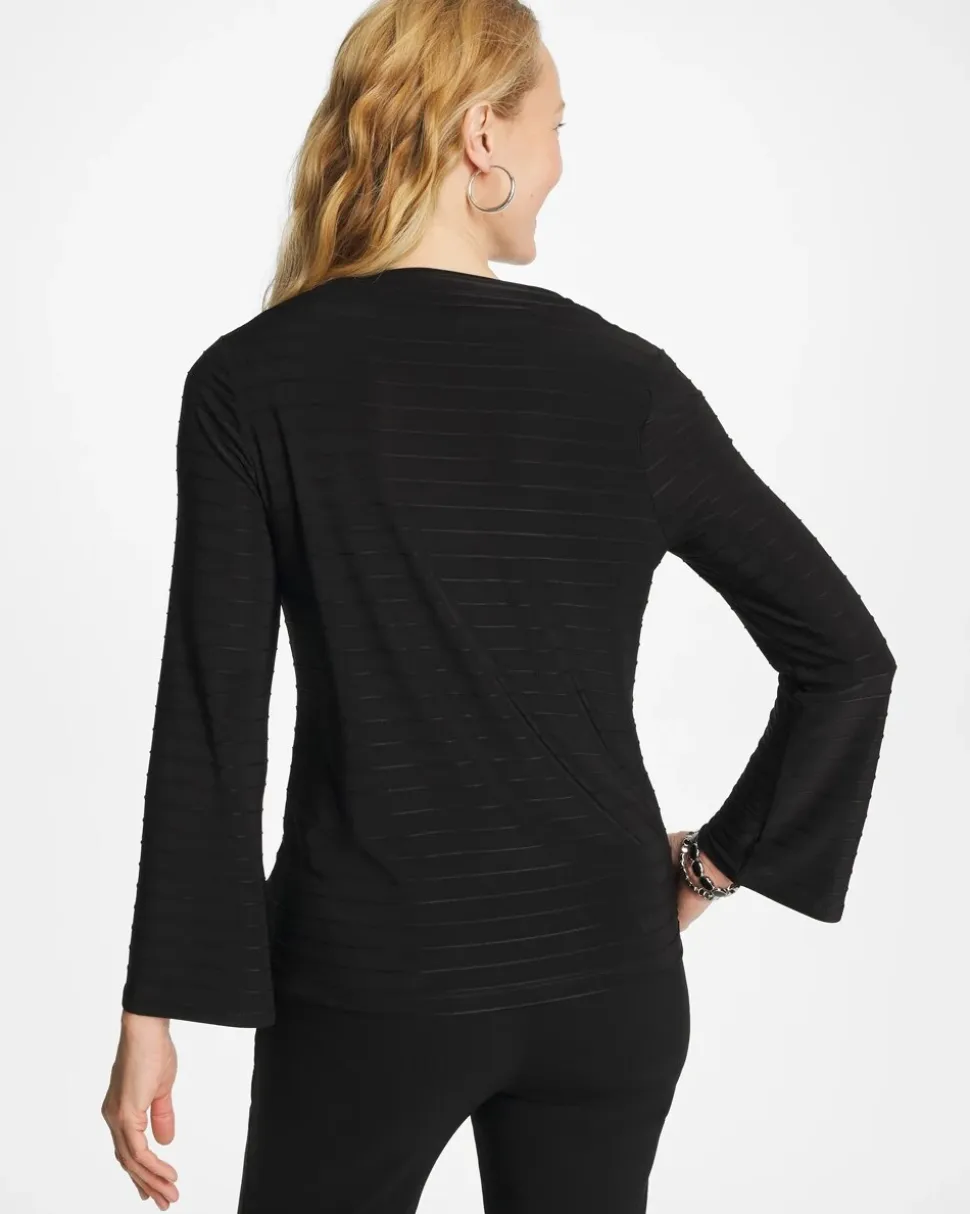 Textured Long Sleeve Cowlneck Tee