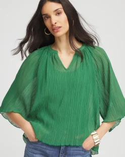 Textured Pleated Chiffon Blouse