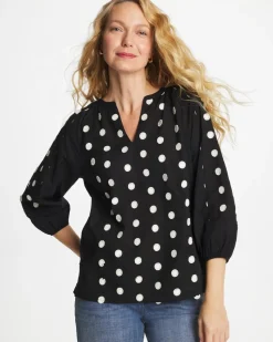 Textured Polka Dot Blouse