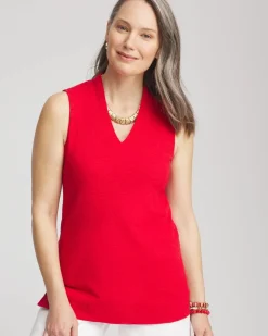 Textured Sleeveless V-Neck Tunic