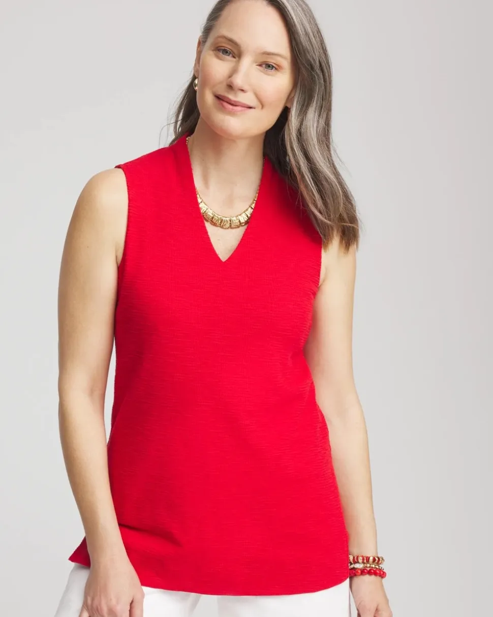 Textured Sleeveless V-Neck Tunic