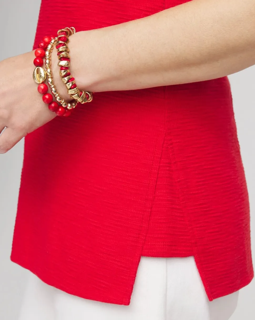 Textured Sleeveless V-Neck Tunic