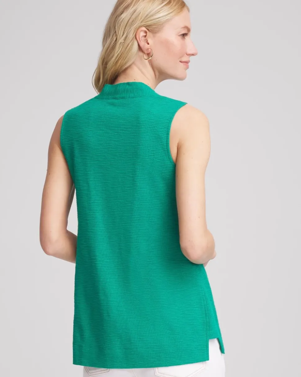 Textured Sleeveless V-Neck Tunic
