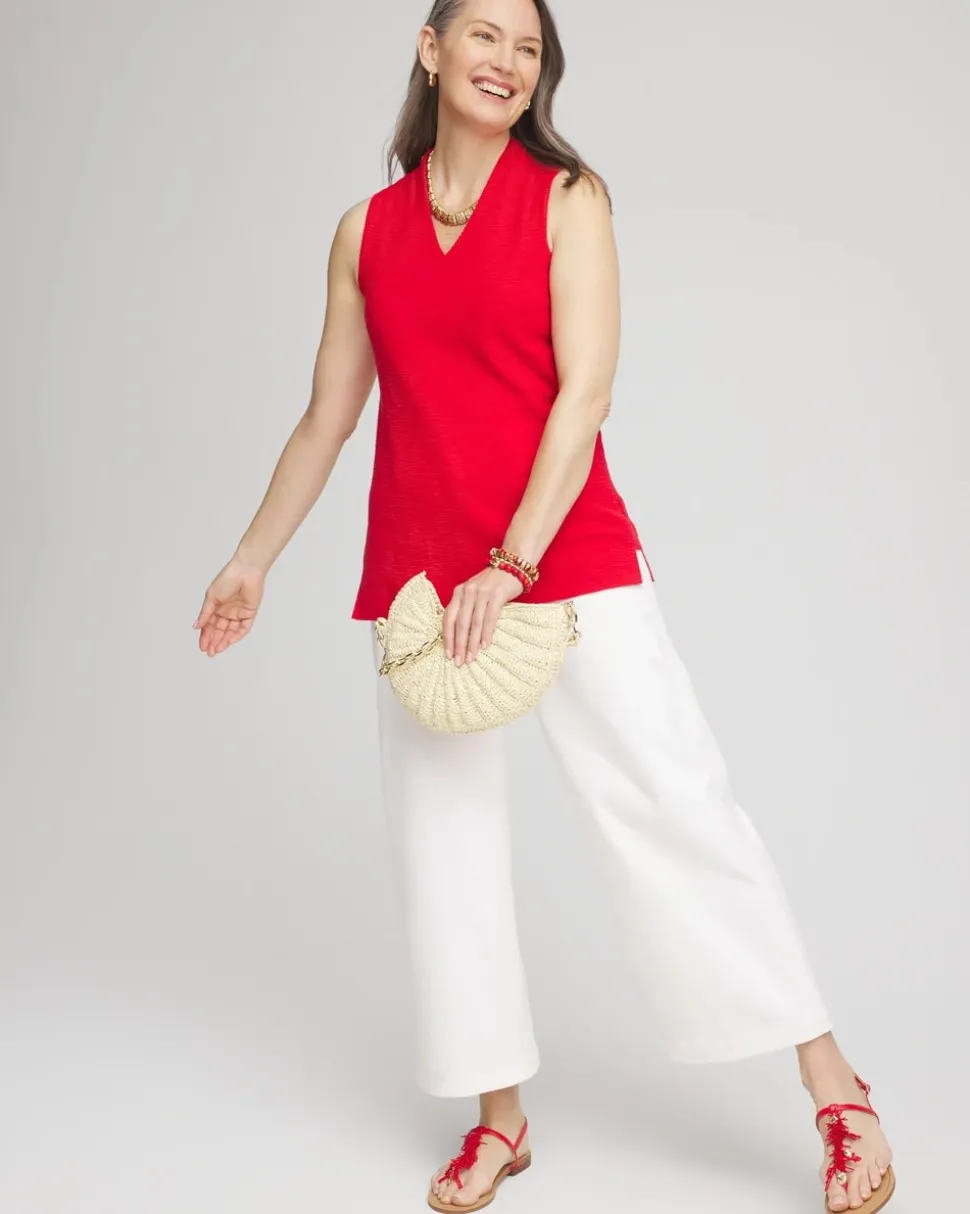 Textured Sleeveless V-Neck Tunic