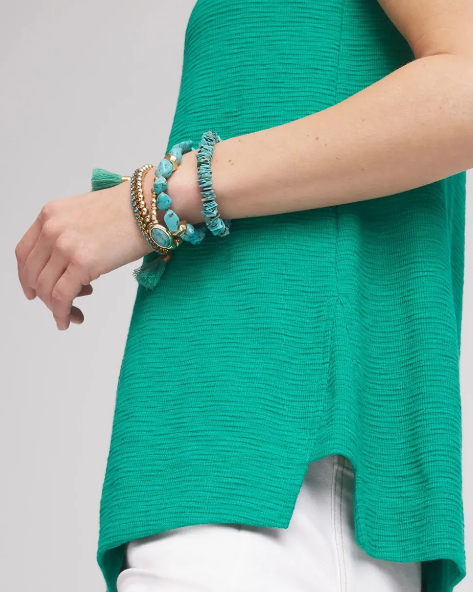 Textured Sleeveless V-Neck Tunic