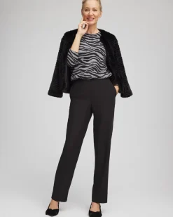 Textured Straight Tapered Ankle Pants