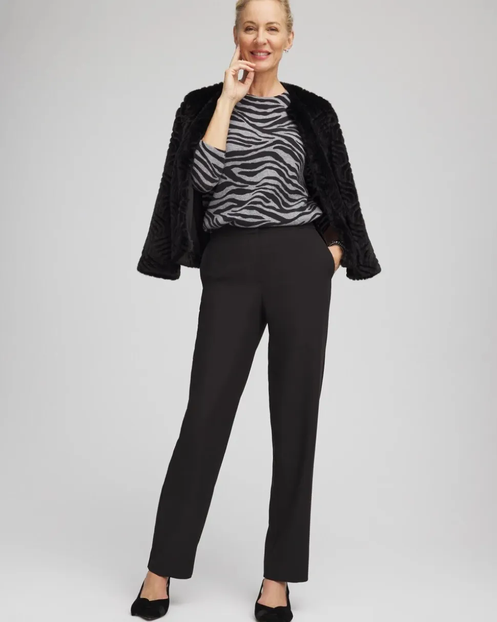 Textured Straight Tapered Ankle Pants
