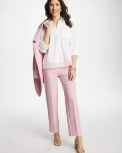 Textured Straight Tapered Ankle Pants