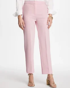 Textured Straight Tapered Ankle Pants