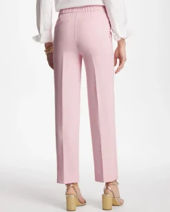 Textured Straight Tapered Ankle Pants