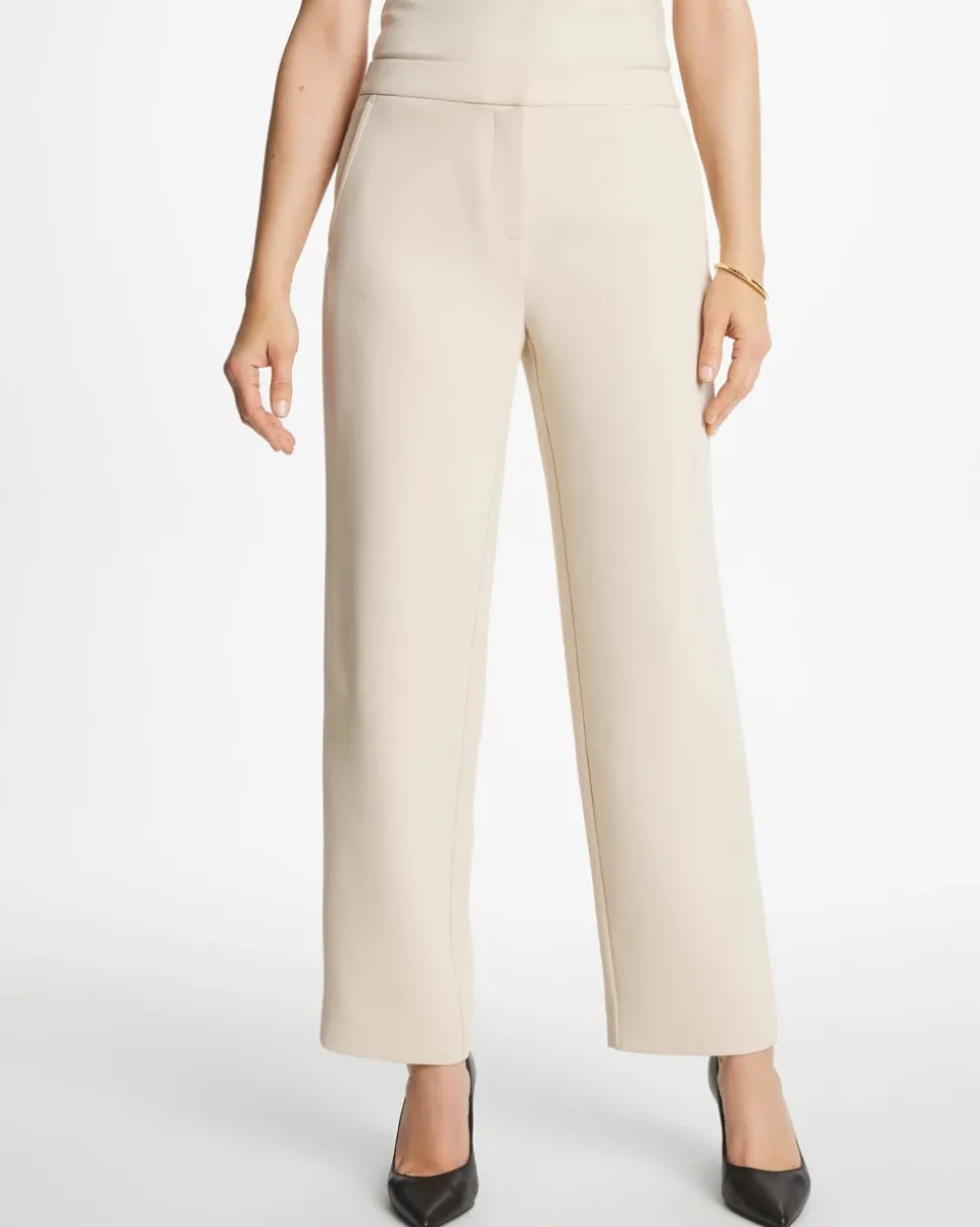 Textured Straight Tapered Ankle Pants