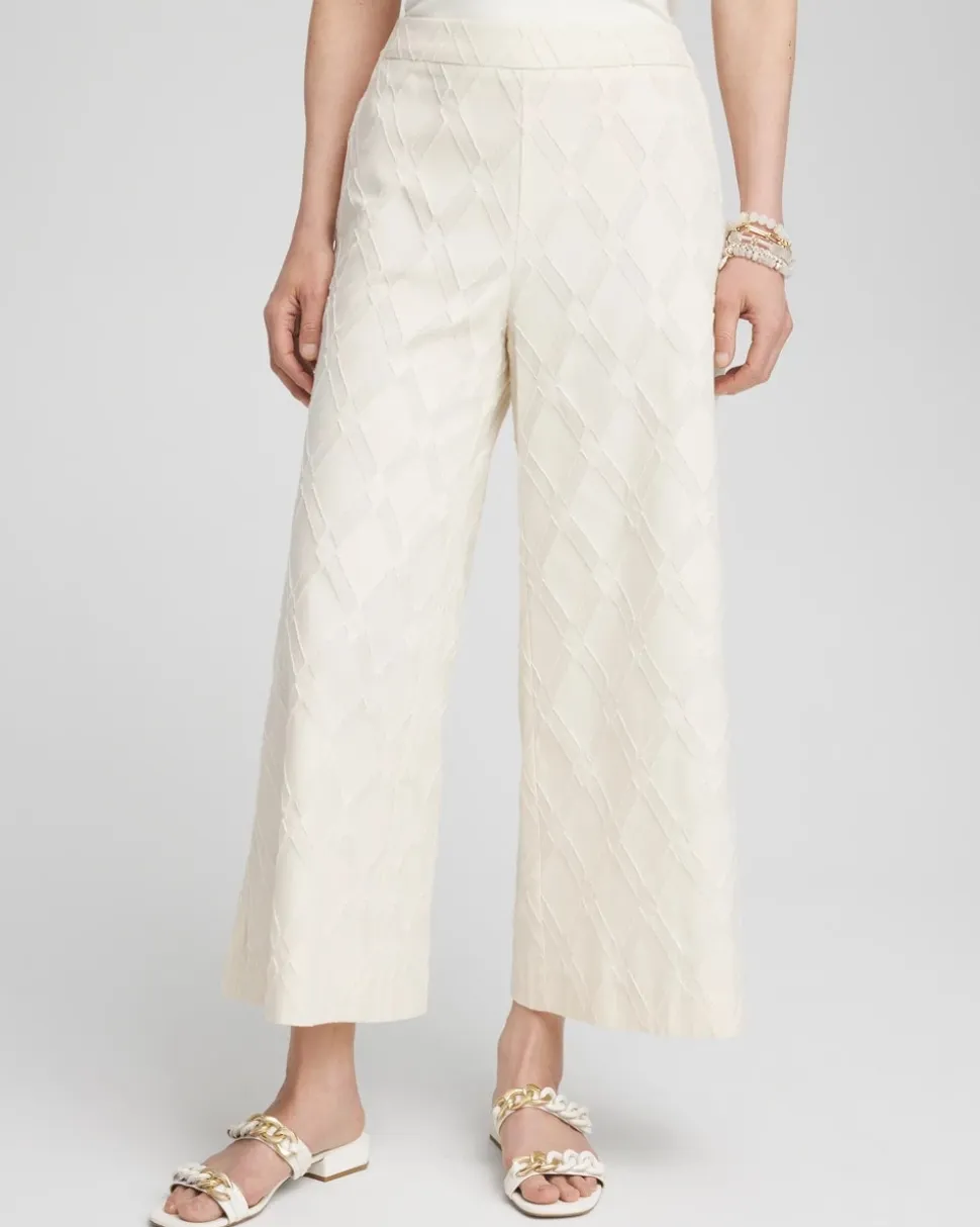 Textured Wide Leg Cropped Pants