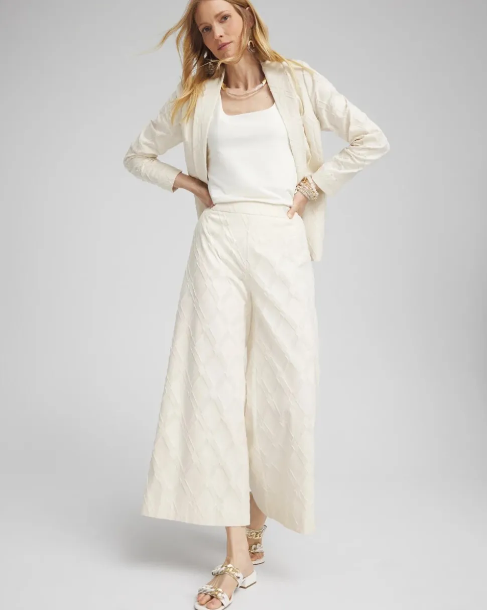 Textured Wide Leg Cropped Pants