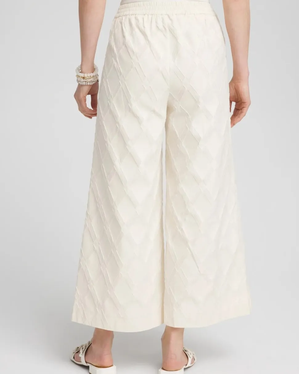 Textured Wide Leg Cropped Pants
