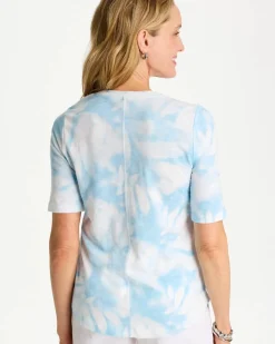 Tie-Dye Palm Cotton Slub V-Neck Tee