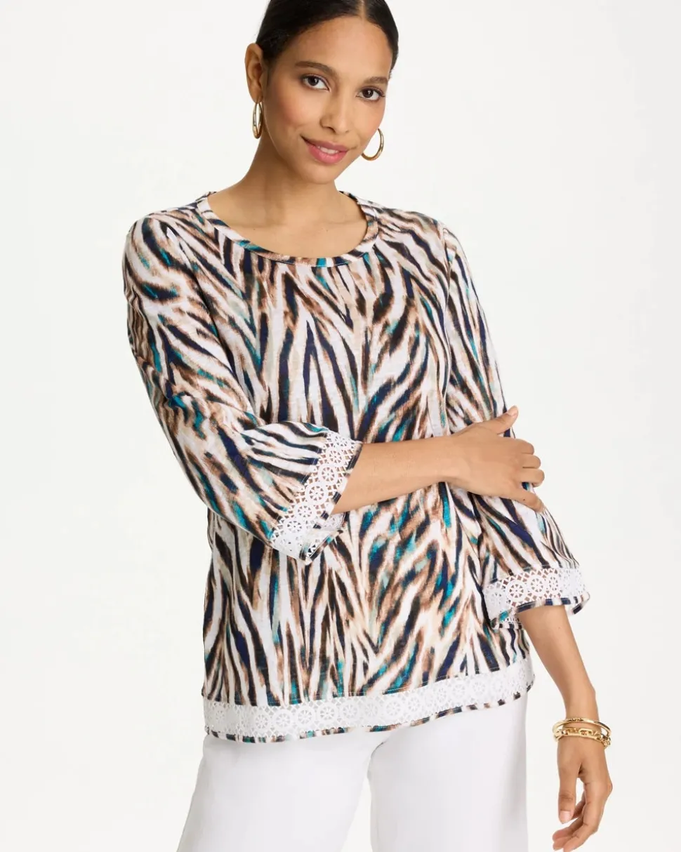 Tiger Linen Crochet Lace Tee