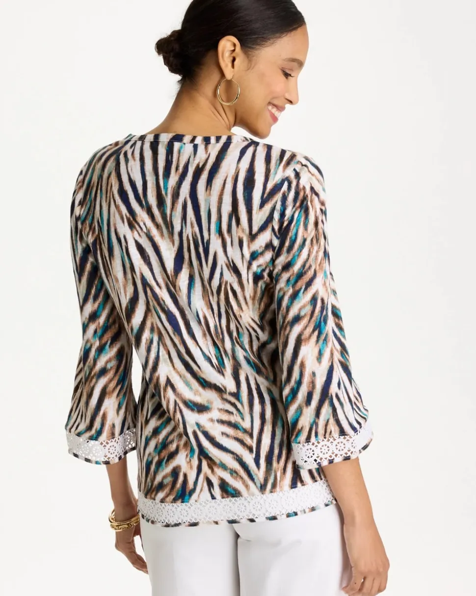 Tiger Linen Crochet Lace Tee