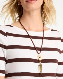 Tooth Pendant Corded Necklace
