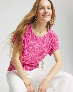 Touch of Cool™ Cheetah Ruched Banded Hem Top