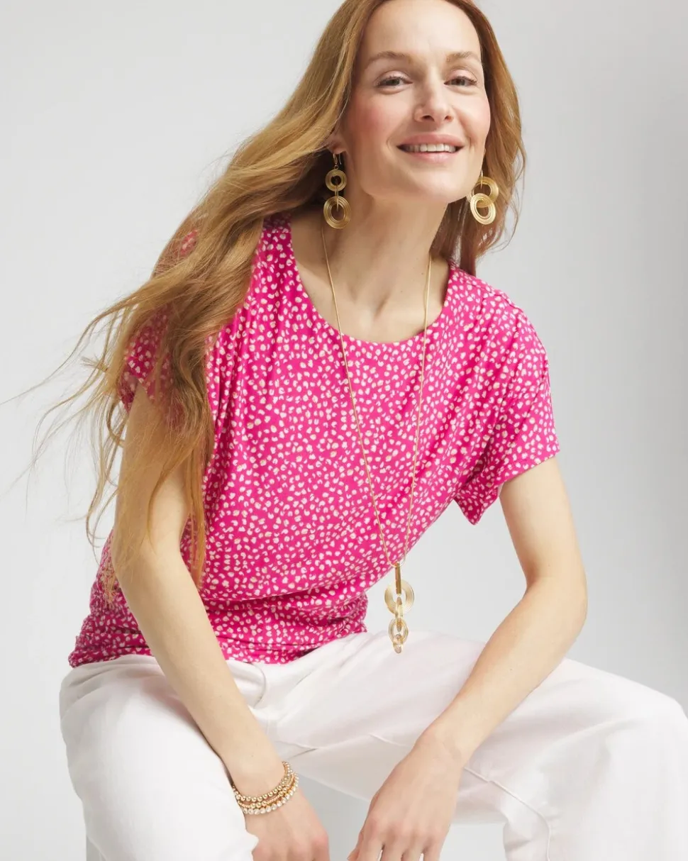 Touch of Cool™ Cheetah Ruched Banded Hem Top