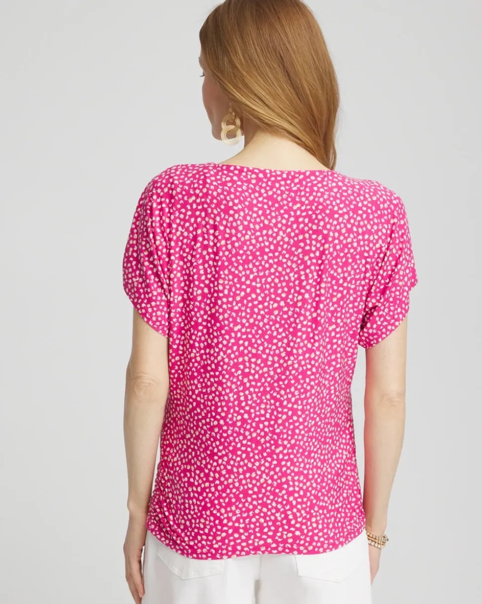 Touch of Cool™ Cheetah Ruched Banded Hem Top