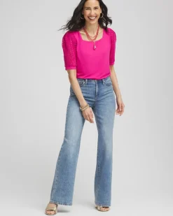 Touch of Cool™ Crochet Lace Square-Neck Tee