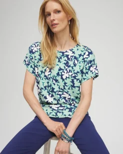 Touch of Cool™ Floral Banded Hem Top