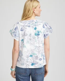 Touch of Cool™ Floral Flutter Sleeve Tee
