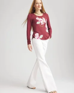 Touch of Cool™ Gathered Sleeve Floral Print Tee